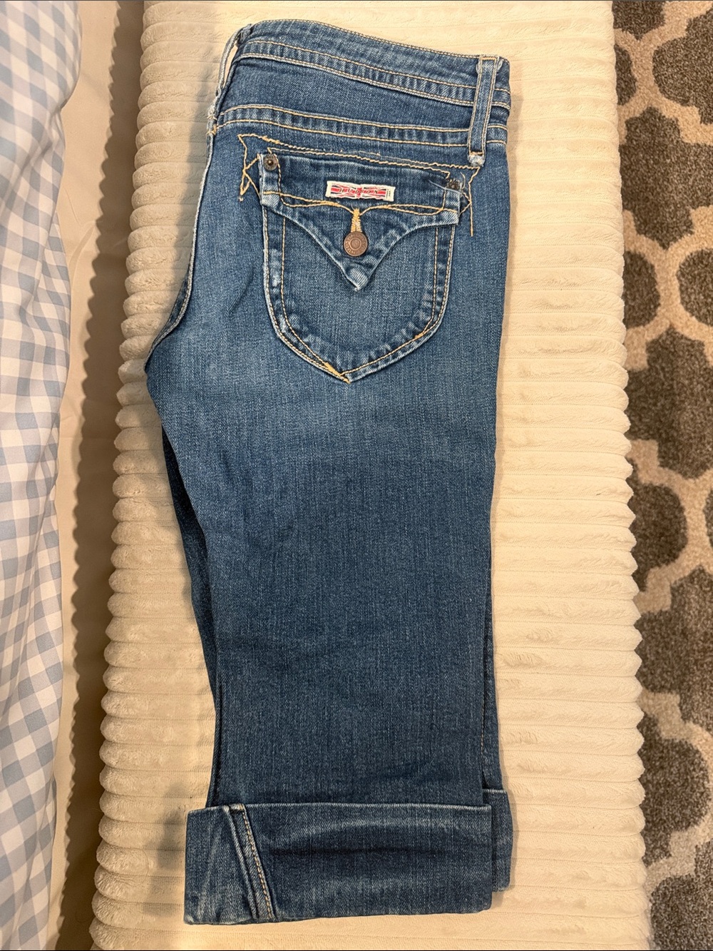Hudson jeans  Mid Blue Straight Leg Jeans with Signature Pocket
